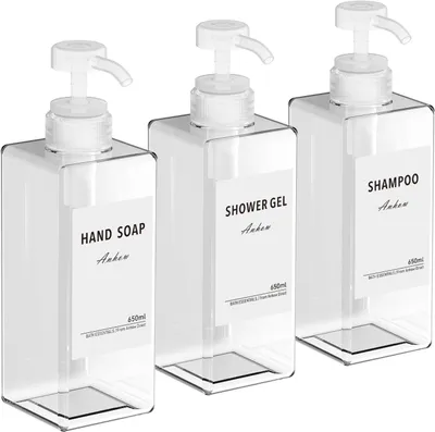 Obrázok produktu pre Dávkovač mydla set 3 ks, 650 ml, nástenná montáž, do kúpeľne