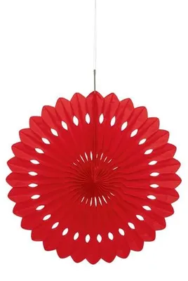 Obrázek produktu pro Dekorativní vějíř červený 40 cm papír