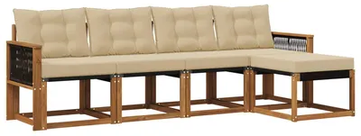 Immagine prodotto di vidaXL Set di divani da esterno, 5 pezzi, colore naturale e beige