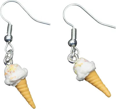 Produktbild von Eis Waffeleis Ohrringe Miniblings Hänger Eiscreme Fruchtmix Stracciatella weiß