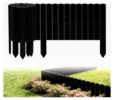 Produktbild von Flexibler Holz Gartenzaun als Beeteinfassung 200x30cm in Anthrazit