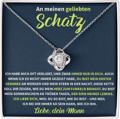 Produktbild von Halskette mit 14K Weißgold und Zirkonia-Kristallen - Ein Anhänger für Ihren geliebten Schatz inkl. Exklusiver Botschaft - CAMILA