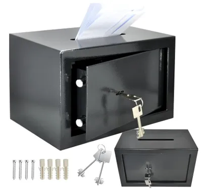 Produktbild von Safe Tresor Möbeltresor mit Einwurfschlitz Doppelbartschlüssel Anthrazitgrau RAL 7016 Doppelbolzen Verriegelung EINWURFSCHLITZ (Safe 310x200x200)