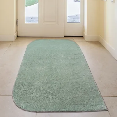 Zdjęcie produktu dla Designerski dywan antypoślizgowy z zaokrąglonymi narożnikami, kolor zielony, wymiary – 80 x 150 cm