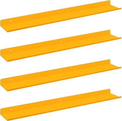 Image de Étagère flottante 4 pcs Jaune moutarde 60 x 8,5 x 2,5 cm Acier