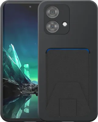 Obrázek produktu pro Vhodné pro Motorola Edge 40 Neo Pouzdro na telefon s nastavitelným koženým držákem karet - Flexibilní zadní kryt Pouzdro ze silikonu TPU s nastavitelným koženým držákem karet - černé - Smartphonics