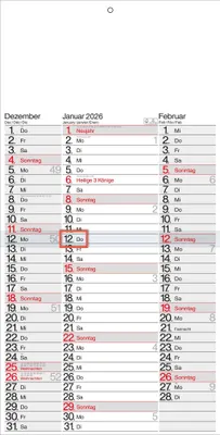 Produktbild von 2026 Güss 3-Monatskalender mit Platz für Eintragungen 64x30cm