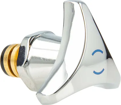 A close-up studio shot of a faucet handle.