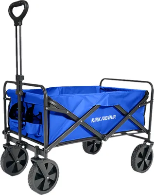 Produktbild von KIRKJUBØUR® faltbarer Bollerwagen, 100L Volumen, stufenlos verstellbarer Griff, 360° drehbare Räder, kompakt faltbar - ideal für Ausflüge navy|KJ-125