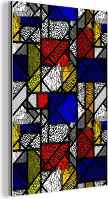 Produktbild von MuchoWow Wanddekoration Metall Metallbild Wandkunst 20x30 cm Mondrian - Glasmalerei - Alte Meister - Kunstwerk - Abstrakt - Malerei MuchoWow Aluminium Gemälde - Alu Dibond Bild