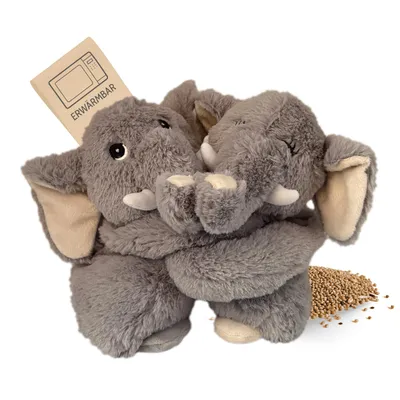 Produktbild von Habibi Plush Premium Wärmetier Hugys Elefant Papa+Kind herausnehmbares Kissen