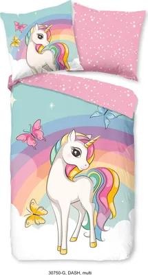 Produktbild von Duvet cover Good Morning 135x200 + 1* 80x80 cm - unicorn and rainbow