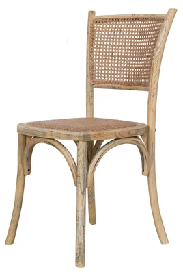 Produktbild von Bistrostuhl aus Massivholz und Rattansitz mit Eichenholzoberfläche