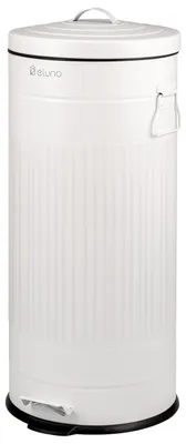 Image de eluno Poubelle VINTAGE, poubelle à pédale, capacité 30 litres en métal blanc