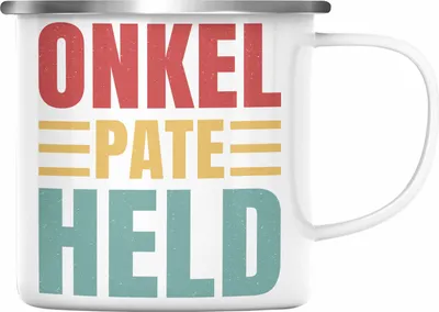 Produktbild von Trendation - Patenonkel Emaille Tasse Geschenk Lustiger Spruch Geschenkidee Paten-Onkel (Silber)