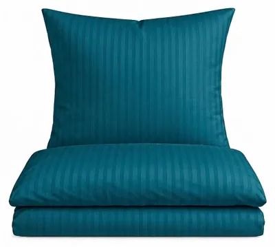 Produktbild von Bettwäsche aus 100% Baumwolle-Satin - Stripe-Bettwäsche mit verdecktem Reißverschluss Petrol 200 x 200 cm + 2x (80 x 80 cm)