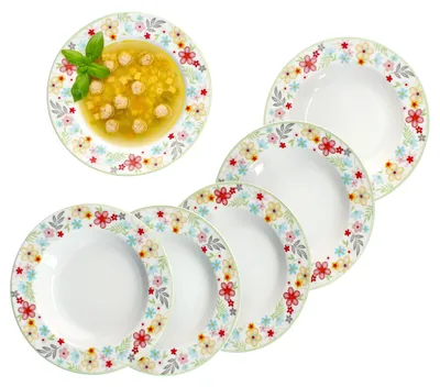 Zdjęcie produktu dla 6x Variant Blümchen talerze do zupy kolorowe talerze głębokie makaron sałatka musli 6 osób