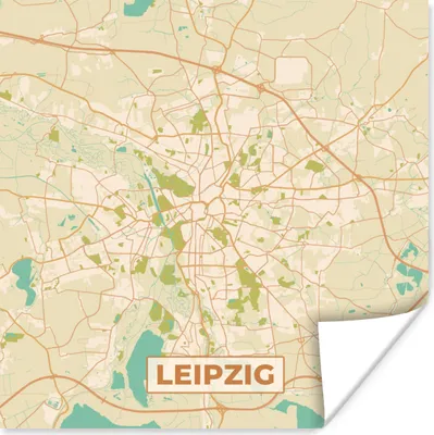 Produktbild von MuchoWow® Poster Leipzig - Karte - Vintage - Stadtplan 50x50 cm - Wohnzimmerdekoration