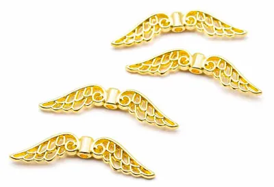 Produktbild von Vintageparts Engelsflügel Anhänger goldfarben 32 mm, 10 Stück