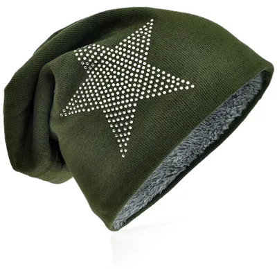Produktbild von Strick Beanie Strass Stern Gruen