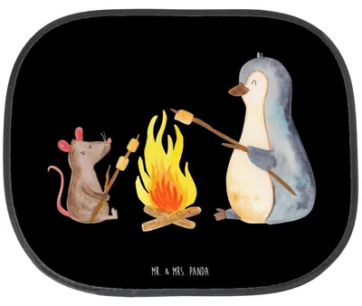 Produktbild von Mr. & Mrs. Panda fenster sonnenschutz auto Pinguin Lagerfeuer - Schwarz - Geschenk, Job, Hitzeschutz, Arbeit, Fürs, Motivation, Sonnenblende, autofenster, Maus