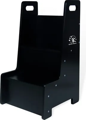 Produktbild von Kiddy dreams Tritthocker für Kinder Montessori Hocker Stabiler Holz Kitchen Helper bis zu 100 kg,Farbe: schwarz