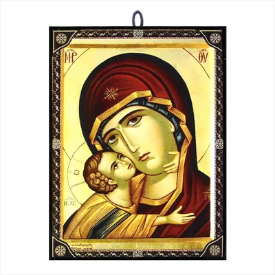 Maria Glykofilousa Ikoon, 9,7x13,5 cm, orthodox, Holz