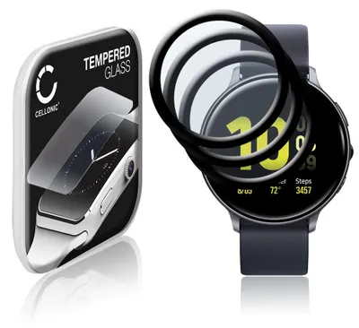 Immagine prodotto di 3x Vetrino protettivo 9H CELLONIC compatibile con Samsung Galaxy Watch Active 2 (44mm) (3D Full Cover per smartwatch braccialetto fitness 0,33mm Full Glue) colore nero protezione screen protector