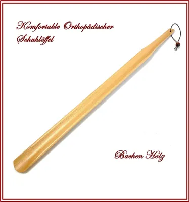 Produktbild von Schuhanzieher 70cm Lang Holz Buche Schuhlöffel Holz mit Lederband #B-10