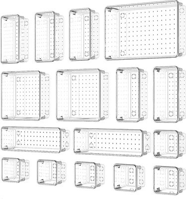 Produktbild von Welikera Organizer Schublade Set, 16pcs Acryl Schubladen Ordnungssystem, Antirutsch Schublade Organizer Veranstalter mit 5 Größen, Transparente Getrennte Aufbewahrungsboxen für Make-up Organizer, Küchen, Bad, Büro