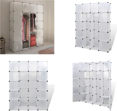 Produktbild von vidaXL Modularer Schrank mit 14 Fächern Weiß 37x146x180,5 cm - Modularer Schrank - Modulare Schränke - Kleideraufbewahrung - Schuhablage