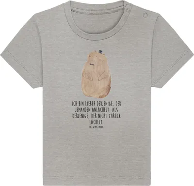 Produktbild von Mr. & Mrs. Panda  T-Shirt Murmeltier 24. - 36. Monat - Heather Grey - Geschenk, Baby, Lustige Sprüche, Respekt, Fröhlichkeit, Freundlichkeit, Knigge, Anstand, Shirt