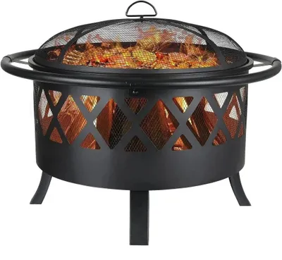 Productafbeelding van Vuurkorf - 3 in 1 - Tuin Buiten Patio Heater - met houtprikker, gaasdeksel - Staal - Barbecue Grill