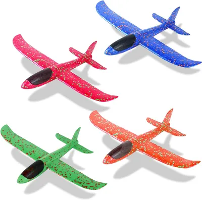 Produktbild von 4er-Pack Segelflugzeug-Spielzeug Schaumstoff-Segelflugzeug Kinder-Schaumstoff-Segelflugzeug Handwurfspiel Fun Challenge Modellschaumflugzeug Orange Blau Rot Orange