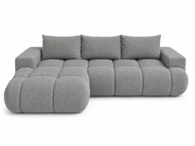 Produktbild von Ecksofa BUBBLE in Grau mit Schlaffunktion & Ottomane links, modernes Polstersofa, 275 × 73 x 170 cm, Liegefläche 160 × 216 cm, KI-generiertes Bild