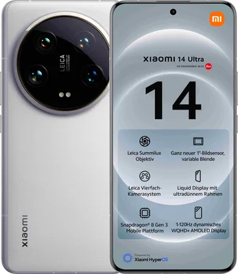 Zdjęcie produktu dla Xiaomi 14 Ultra, 17,1 cm (6,73"), 3200 x 1440 pikseli, 16 GB, 512 GB, 50 MP, biały
