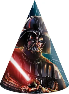 Produktbild von Star Wars Jedi-Geburtstags-Papierhüte, 6 Stück.
