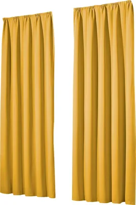Produktbild von heimtexland ® 2 Stück Thermo Verdunkelungsvorhänge Sonnenschutz Kälteisolierung Verdunkelungsgardinen Kräuselband Vorhang Typ139 Gelb HxB 145 x 135 cm