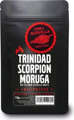 Produktbild von CHILI SCOVILLA Trinidad Scorpion Moruga Pulver im SealPack, 15g