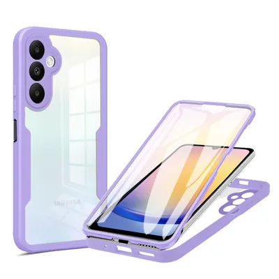 Produktbild von 360° Hülle für Samsung A25, 360 Grad Handyhülle mit Integriertem Displayschutz Lila