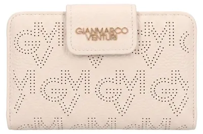 Image de Portefeuille pour femme GianMarco Venturi, noir, avec motifs ajourés et fermeture à bouton