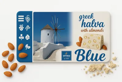 Produktbild von Attika Halva mit Mandeln 250 g – Traditionelle griechische Süßigkeit aus Sesam