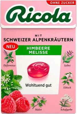 Obrázok produktu pre Ricola Himbeere Melisse ohne Zucker Box