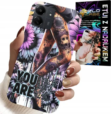 Produktbild von Hülle für Xiaomi Redmi 13C 4G – Damenmuster. "Du bist eine Frau mit Tattoos."