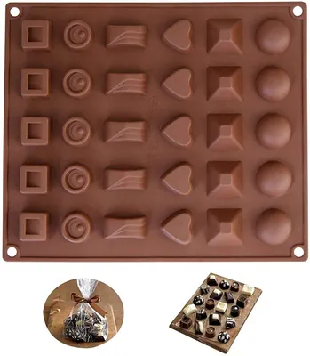 Silikonform mit 30 Mulden für Pralinen, Bonbons, Desserts