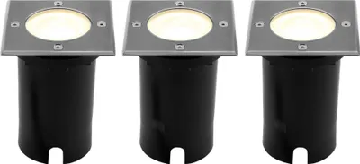 Produktbild von Ledvion - 3X LED Einbauleuchten Quadrat, 3W, 2700K, IP67, GU10, 1m Kabel, Außenbeleuchtung, Terrassenbeleuchtung