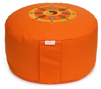 Produktbild von yogabox Meditationskissen Glückssitz® Rondo Dharmarad - orange 33 x 33 x 15 cm  Buchweizenschalen