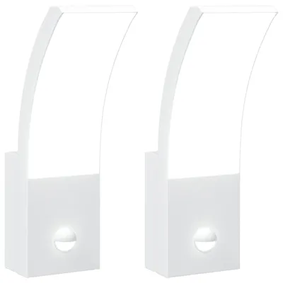 Image de Appliques murales LED d'extérieur avec capteurs 2 pcs blanc