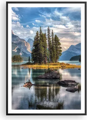 Produktbild von Gerahmtes Poster - Schwarzer Rahmen - See Landschaft Natur - 70x100 cm - Wand Bild - Wanddeko - Wandbilder - Kunstposter - Wandposter - Bilderrahmen - Bilder - Kunstdruck - Wandbild - P2BPA70x100-4133