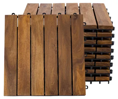 Produktbild von 9er Set Holzfliesen, Akazie natur, LxB 30x30 cm